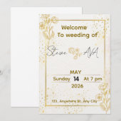 Luxus-Minimal-Goldene Hochzeitseinladung Einladung (Vorne/Hinten)