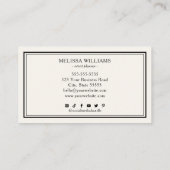 Luxus Minimal Monogram Black Ivory Business Card Visitenkarte (Rückseite)