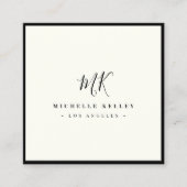 Luxus Minimal Monogram Black Ivory Klassischer Chi Quadratische Visitenkarte (Vorderseite)