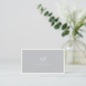 Luxus Minimal Monogram Gray Elfenbeinchic Stilvoll Visitenkarte (Stehend Vorderseite)