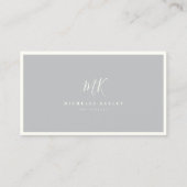 Luxus Minimal Monogram Gray Elfenbeinchic Stilvoll Visitenkarte (Vorderseite)