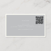 Luxus Minimal Monogram Gray Ivory Chic QR Code Visitenkarte (Rückseite)