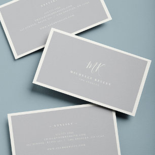 Luxus Minimal Monogramm Gray Ivory Chic Stilvoll Visitenkarte