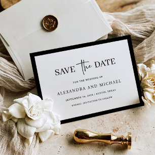Luxus-Minimalist-Hochzeit in Schwarz und Weiß Save The Date
