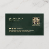 Luxus Minimalistisch Dark Emerald Green & Gold Visitenkarte (Rückseite)