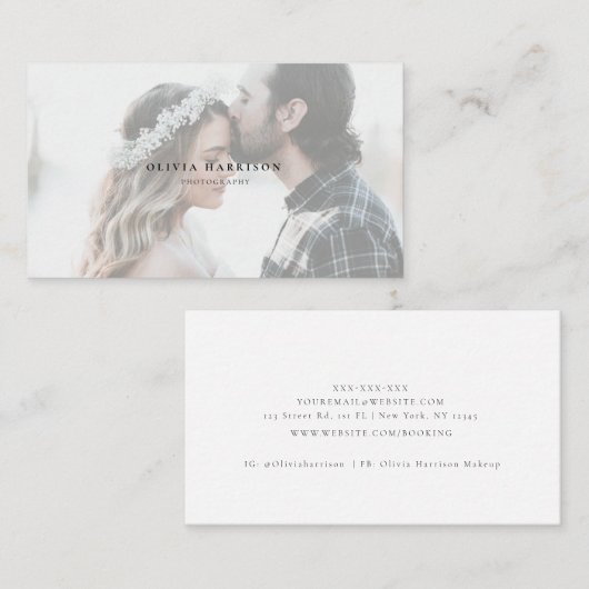 Luxus Minimalistisch Fotografy Business Card Visitenkarte (Vorne/Hinten)