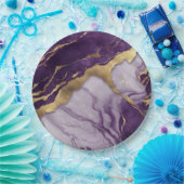 Luxus Minimalistisch Gold Lilac Lila Marble Swirl Pappteller (Party)