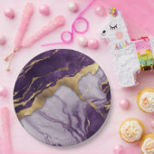 Luxus Minimalistisch Gold Lilac Lila Marble Swirl Pappteller (Party)