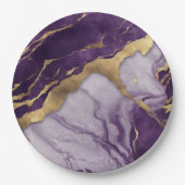 Luxus Minimalistisch Gold Lilac Lila Marble Swirl Pappteller (Vorderseite)