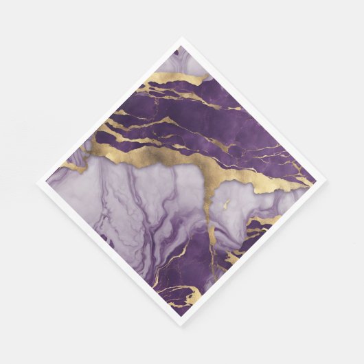 Luxus Minimalistisch Gold Lilac Lila Marble Swirl Serviette (Ecke)
