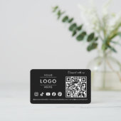 Luxus Minimalistisches Schwarzes QR-Code-Logo Elfe Visitenkarte (Stehend Vorderseite)