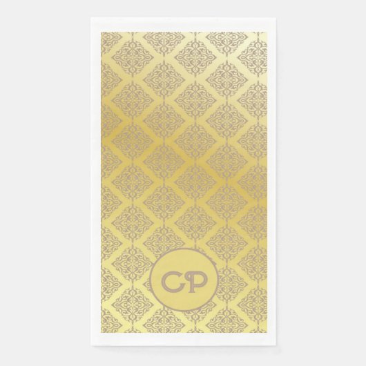 Luxus Mit Monogramm Gold Vintager Stil Serviette (Vorderseite)