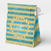 Luxus Mit Monogramm Popular Blue Gold Glitzer Geschenkschachtel (Rückseite)