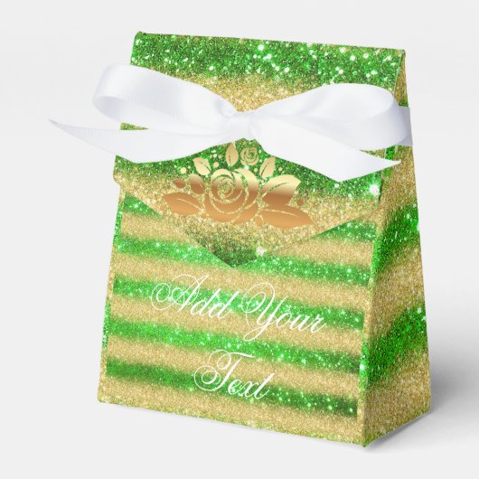 Luxus Mit Monogramm Popular Green Gold Glitzer Geschenkschachtel (Vorderseite)