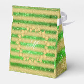 Luxus Mit Monogramm Popular Green Gold Glitzer Geschenkschachtel (Rückseite)