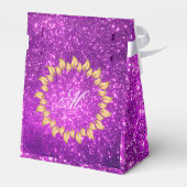 Luxus Mit Monogramm Popular Lila Gold Glitzer Geschenkschachtel (Rückseite)