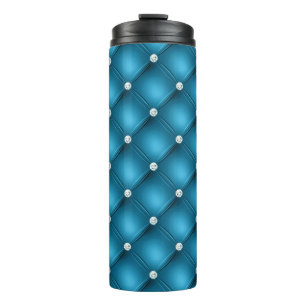 Luxus-Mittelblau-Diamant-Tufting-Muster Thermosbecher