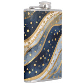 Luxus, Modern, Gold Blau Muster, Flachmann (Rechts)