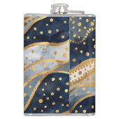 Luxus, Modern, Gold Blau Muster, Flachmann (Rückseite)