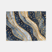 Luxus, Modern, Gold Blau Muster Fleecedecke (Vorderseite (Horizontal))