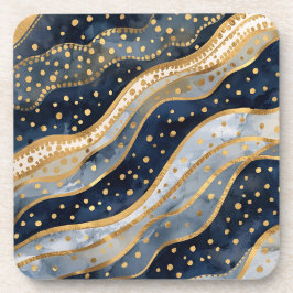 Luxus, Modern, Gold Blau Muster Getränkeuntersetzer