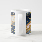 Luxus, Modern, Gold Blau Muster, Jumbo-Tasse (Rückseite)