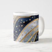 Luxus, Modern, Gold Blau Muster, Jumbo-Tasse (Vorderseite Rechts)