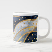 Luxus, Modern, Gold Blau Muster, Jumbo-Tasse (Rechts)
