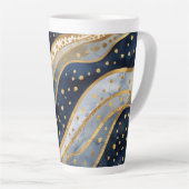 Luxus, Modern, Gold Blau Muster Milchtasse (Rechte Ecke)