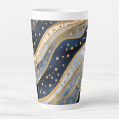 Luxus, Modern, Gold Blau Muster Milchtasse (Vorderseite)