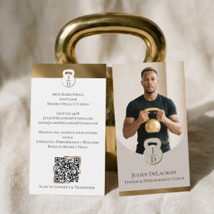 Luxus Modern Gold Monogramm Fitness Coach Foto Visitenkarte