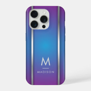 Luxus Modern Minimal Abstrakt Violett Blau iPhone 15 Pro Hülle