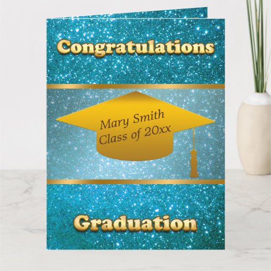 Luxus Moderne Anpassung Blue Glitzer Karte (Vorderseite)