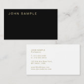Luxus Moderne Elegant Schwarz-weiß Gold Stilvoll Visitenkarte (Vorne/Hinten)