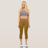 Luxus Moderne Elegante Glitzer Goldenes Herz Capri Leggings (Vorderseite)
