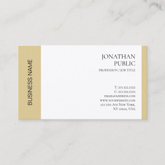 Luxus Moderne Elegante Imitate Gold Beruflich Visitenkarte (Vorderseite)
