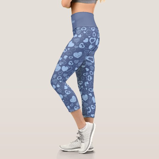 Luxus Moderne Elegante Liebe Blaues Herz Capri Leggings (Links)