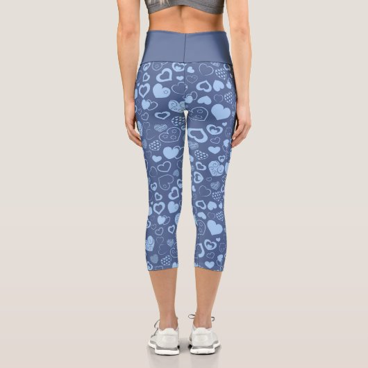 Luxus Moderne Elegante Liebe Blaues Herz Capri Leggings (Rückseite)