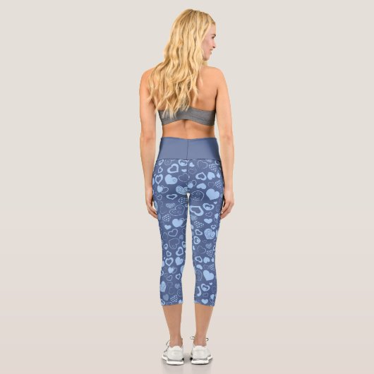 Luxus Moderne Elegante Liebe Blaues Herz Capri Leggings (Rückseite)