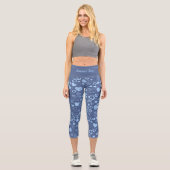 Luxus Moderne Elegante Liebe Blaues Herz Capri Leggings (Vorderseite)
