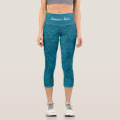 Luxus Moderne Elegante Liebe Blaues Herz Capri Leggings (Vorderseite)