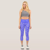 Luxus Moderne Elegante Liebe Blaues Herz Capri Leggings (Vorderseite)