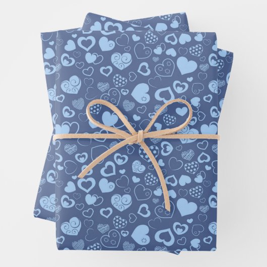 Luxus Moderne Elegante Liebe Blaues Herz Geschenkpapier Set (Beispiel)