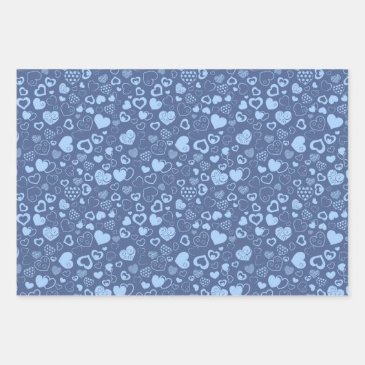 Luxus Moderne Elegante Liebe Blaues Herz Geschenkpapier Set (Vorderseite 3)