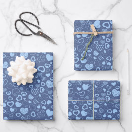 Luxus Moderne Elegante Liebe Blaues Herz Geschenkpapier Set