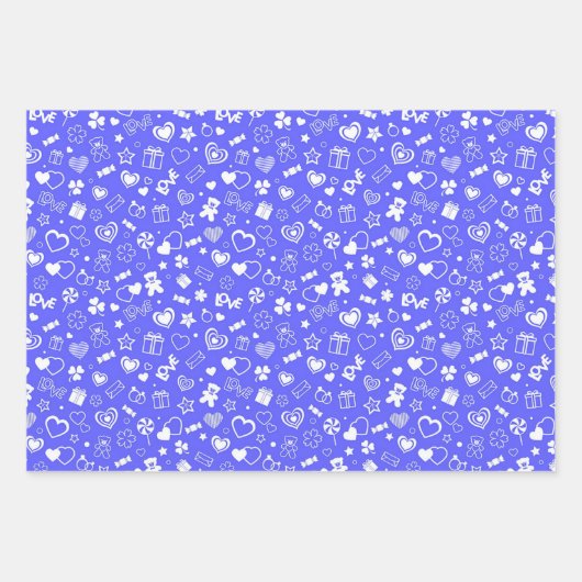 Luxus Moderne Elegante Liebe Blaues Herz Geschenkpapier Set (Vorderseite 2)