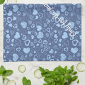 Luxus Moderne Elegante Liebe Blaues Herz Geschirrtuch (Gefaltet)