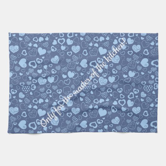 Luxus Moderne Elegante Liebe Blaues Herz Geschirrtuch (Horizontal)