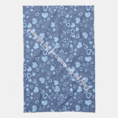 Luxus Moderne Elegante Liebe Blaues Herz Geschirrtuch (Vertikal)