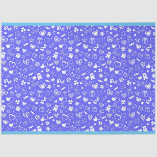 Luxus Moderne Elegante Liebe Blaues Herz Seidenpapier (Vorderseite)